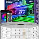 zoegi Outdoor LED Strip Lights Waterproof,Music Sync RGB IP68 Outside Led Light Strips Waterproof with App and Remote,Exterior Led Rope Lights for Deck,Balcony,Roof,Garden,Pool (50FT)