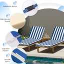 Chaise Lounge Cushions Outdoor Set of 2, 72"x22"x3" Patio Lounge Chair Furniture Cushions with Washable Covers for Pool, Patio, Lawn (Blue+White Stripes, 2 Pcs), 71"x22"x3"