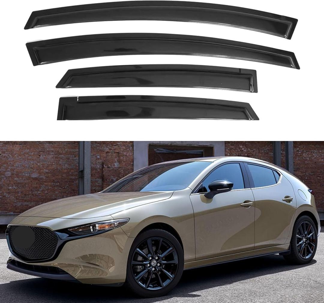 IG Window Visors Fit for 2019-2024 Mazda 3 Hatchback, Out-Channel Rain Guards Vent Wind Deflectors 4PC, Car Accessories for 19-24 Mazda 3 Hatchback (Excludes Sedan)