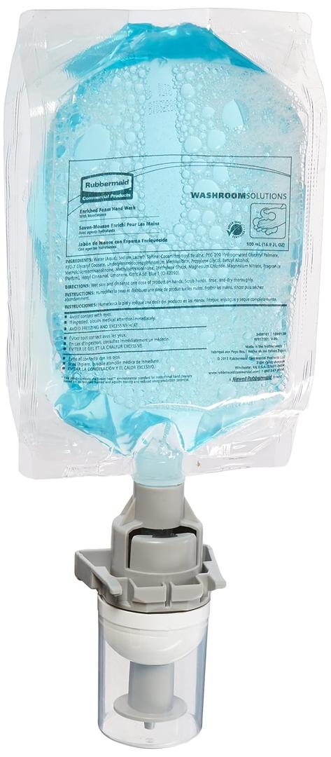 Rubbermaid Commercial Products Flex Moisturizing Foam Hand Soap Refill 500mL Light Floral Scent Compatible with RCP's Flex Dispensers for Restrooms/Bathrooms in Schools/Gyms/Offices Green