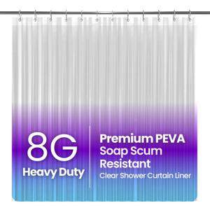 LiBa Bathroom Shower Curtain - Waterproof Plastic Shower Curtain Premium PEVA Non-Toxic with Rust Proof Grommets Clear 8G Heavy Duty Bathroom Accessories 72x96