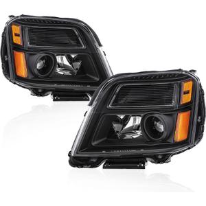 Pair OE Headlights Assembly Compatible for 2010-2015 GMC Terrain Clear Lens/Chrome Housing/Amber Reflector Front Lamps Driver and Passenger Side(Set of 2) #GM2502350, GM2503350