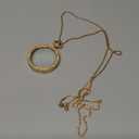 Magnifying Glass Necklace for Women 10X Magnifiers with 40mm Diameter Glass Magnification Lens Pendant Magnifying Loupe Monocle for Reading, Double-Sided Pattern