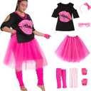 Seawhisper 80s Costumes T-Shirt Tutu for Plus Size Women Girls Halloween Outfit Styles Accessories 12-30 (20-22)