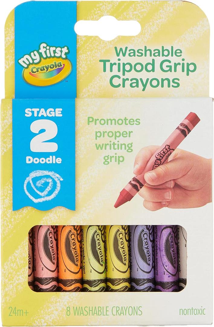Crayola My First Washable Toddler Crayons, Tripod Grip, Gift, 8 Count, 2 Pack
