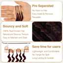 Miracle Knots Crochet Human Hair, Deep Wave Pre-Separated Crochet Hair for Black Women, Easy Install Hook Design, Invisible Natural Look,Boho Hair 18 Inch 120g(99J# Black Wine Color)