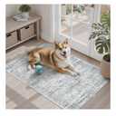 2x3 Washable Rugs for Kitchen, Floor, Entryway, Powder Room Small Area Rug Non-Slip Vintage Low Pile Throw Door Mat Grey