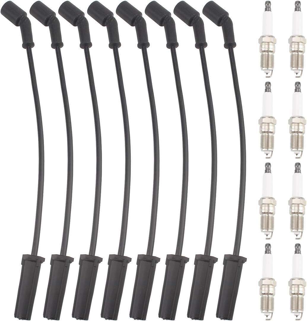 AUTOKAY Spark Plugs and Wires Set of 8 for GMC Sierra Yukon for Cadillac Escalade for Chevy Tahoe Hummer 5.3 6.0 V8 9748HH 41-962 19299585 9748HH 88862385
