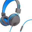 JLab JBuddies Studio Wired On-Ear Headphones for Kids - Childrens Headphones with Microphone, Kid Safe Volume Limiter and Noise Isolation - Blue