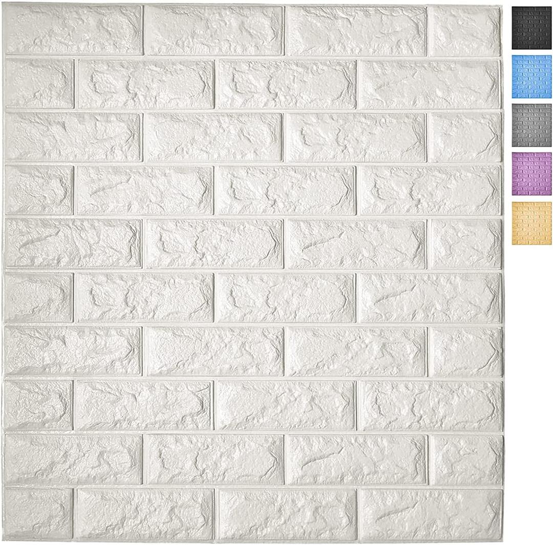 Art3d 115 Sq.Ft Peel and Stick 3D Wall Panels for Interior Wall Decor, Self-Adhesive Foam Brick Wallpaper in White, Pack of 20