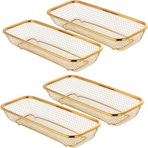 4-Pack Gold Flatware Organizer - Sturdy Mesh Design, Dishwasher-Safe & Easy-Clean Utensil Holder, Silverware Container Drawer Storage