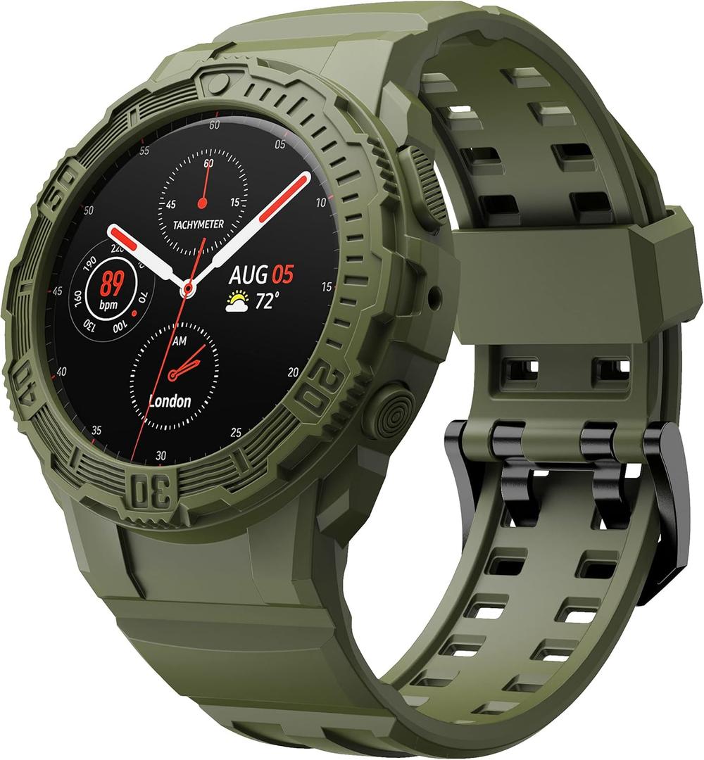 T-ENGINE Rugged Protective Case With Band Compatible for Galaxy Active 2 Watch 44mm - Easy Install (Army Green)