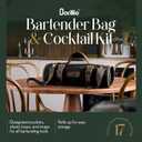 Barillio Bartender Kit Bag with Black Cocktail Shaker Set - Waxed Canvas, Traveling Bar Tools Bag with 17-Pc Cocktail Kit - Travel Mixology Bartending Kits - Mobile Bar Roll with Strap & Accessories