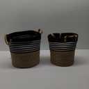 HD Medium-Large Fabric Rope Basket , Black Stripe and Brown, Set of 2