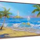 Ateliart Framed Landscape Coastal Wall Art Living Room, Seascape Canvas Painting Blue Ocean Bedroom Large Picture Textured Artwork Kitchen Dining Room Home Office Wall Decor Wood 48"x24"