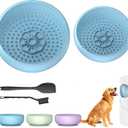 Pawinner 2 Pack Dog Lick Bowl, Freeze Lick Mat for Dogs, Non-Slip Slow Feeder Licking Bowl with Suction Cups, Food Grade Silicone, Enrichment Puzzle Feeder for Distraction(Blue)