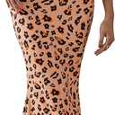 PRETTYGARDEN Maxi Dresses for Women 2025 Summer Halter Leopard Print Backless Sexy Bodycon Cocktail Beach Long Dress (Beige, L)