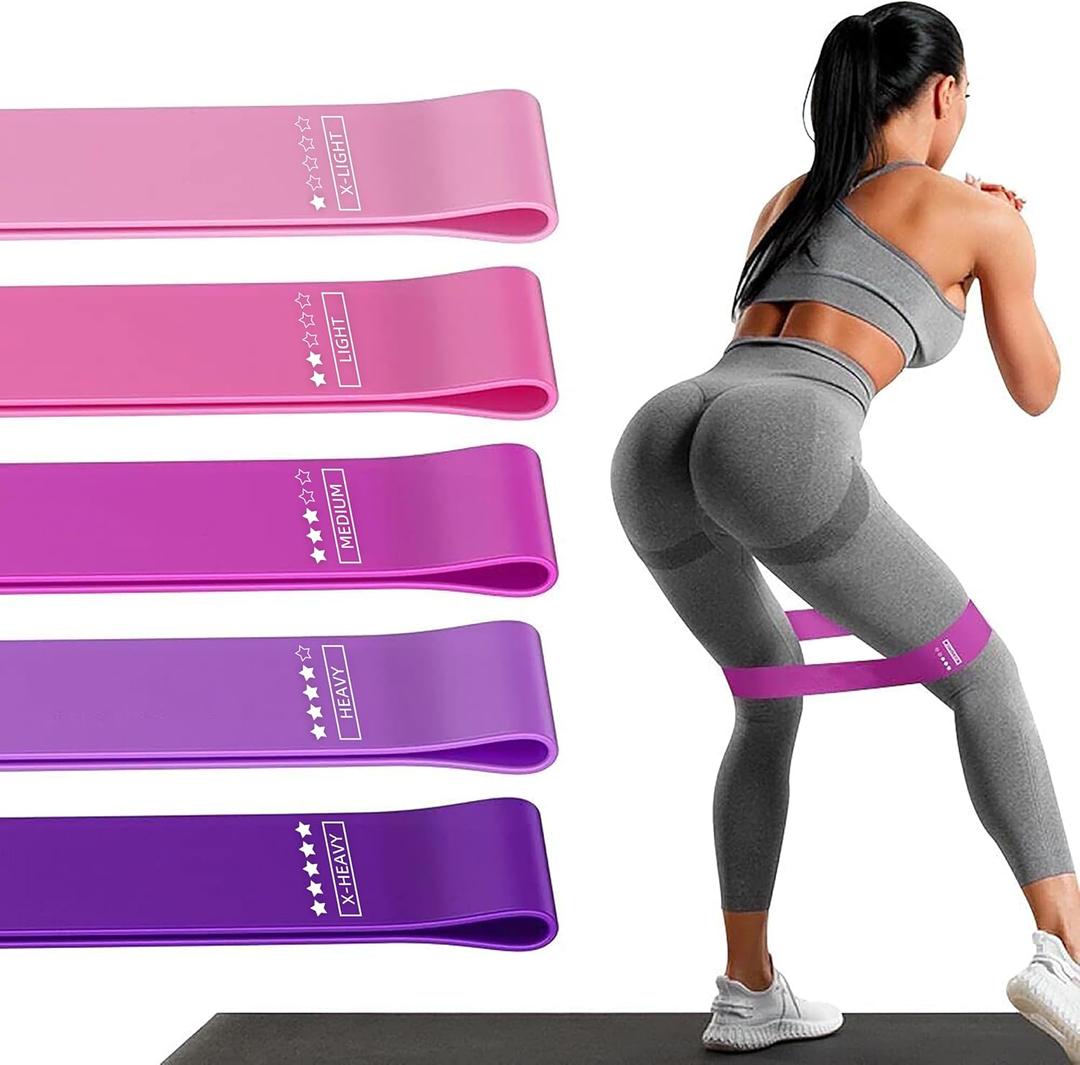 Resistance Loop Exercise Bands, Resistance Bands Exercise Bands for Home Fitness, Stretching, Strength Training, Physical Therapy,Elastic Workout Bands for Women Men Kids, Set of 5 (Assorted)