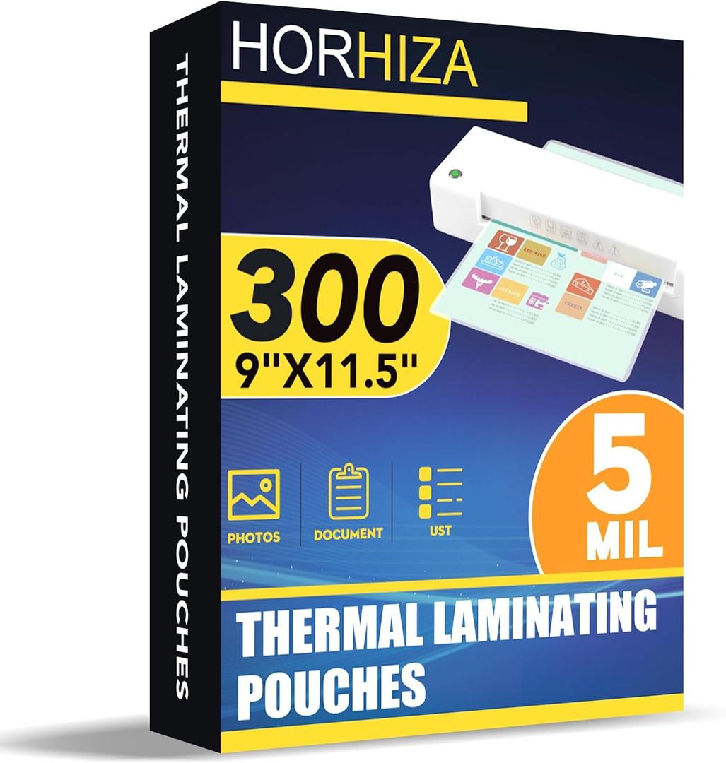 300 Pack 5 Mil Laminating Sheets, Holds 8.5 x 11 Inch Sheets,9 x 11.5 Inches Thermal Laminating Pouches for Laminator, Clear, Letter Size, Office and School Supplies