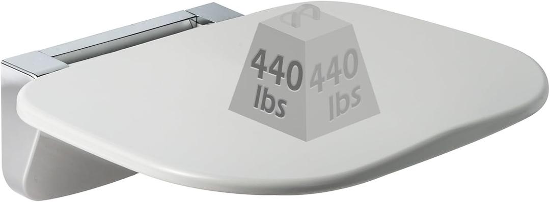 Dyna-Living Wall Mounted Folding Shower Seat 440 lbs Load-Bearing Fold Down Shower Seat for Inside Shower, ABS Material Folding Shower Bench Foldable Shower Chair for Shower Stall