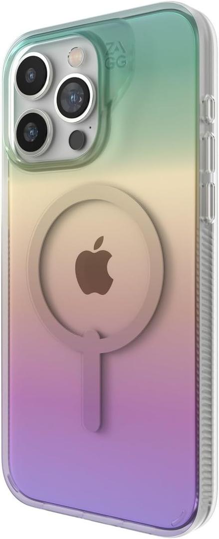 ZAGG Milan Snap iPhone 15 Pro Case - MagSafe Phone Case with Drop Protection (13ft/4m), Durable Graphene, Anti-Yellowing & Scratch-Resistant, Wireless Charging MagSafe Case, Iridescent