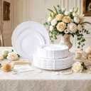 DaYammi 60PCS White Plastic Plates, Heavy Duty White Disposable Plates Premium 10inch Dinner Plates Hard Plastic Plates Disposable for Party Wedding Bridal Shower