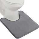 GORILLA GRIP Thick Memory Foam Toilet Rug for Bathroom, U Shaped Washable, Soft Absorbent Velvet Topside Floor Mats, Machine Wash, Cushioned Luxury Rugs for Bath Room, 22.5x19.5, Graphite Gray