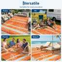 Garvee 5x8 Outdoor Waterproof Rug, Floral Outdoor Area RugReversible Plastic Straw Patio Rug, Portable Camping Mat for RV, Picnic, Beach, Balcony, Garden & Camping Orange