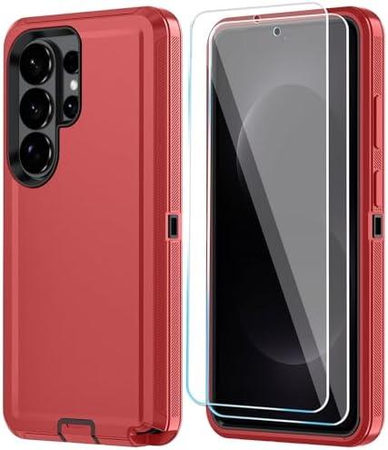 ONOLA Phone Case for Samsung Galaxy S26 Ultra Case with HD Screen Protector, Heavy Duty Shockproof & Dropproof 3-Layer Cover Phone Case for Galaxy S26 Ultra 6.9'',RedBlack