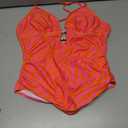 Women's One Piece Swimsuit Plunge Deep V Neck Bathing Suit Slimming Push Up with Beaded Cut Out Swim Suit Monokini (Large, Pink Zebra Stripe)