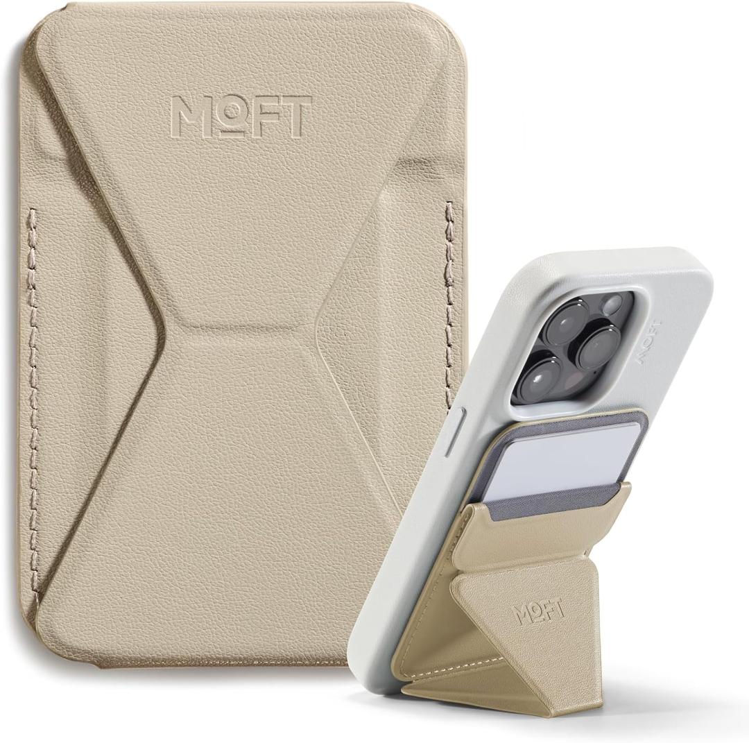 MOFT Magnetic Wallet Stand Compatible with iPhone 17/16/15/14/13/12 Series, Angle Adjustment & Magsafe Compatible MOVAS Phone Stand,Earthen Beige
