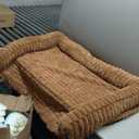 Bedsure ComfyFleece Orthopedic Waterproof Dog Sofa Bed with Corduroy Removable Cover, Brown, Medium 