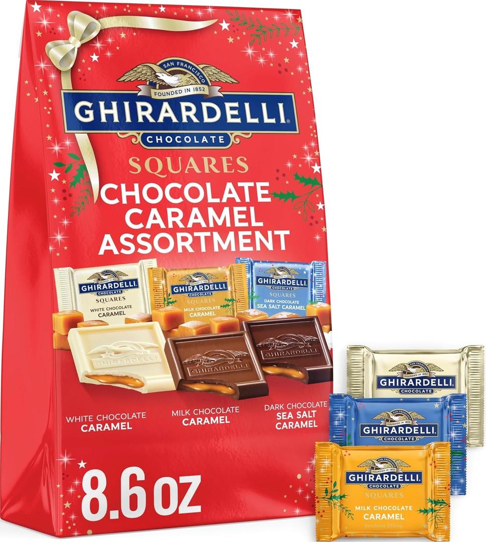 GHIRARDELLI Chocolate Caramel SQUARES Assortment Valentines Day, 8.6 oz Bag BBD: 04-30-26