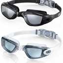 Aegend Swim Goggles, 2 Pack Swimming Goggles No Leaking Adult Men Women Youth (Black & Light-white Gray)