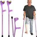 Uoieeong Forearm Crutches for Adults, 10-Level Adjustable & Foldable - Lightweight Aluminum Crutches with Anti-Fall Cuff, 300LBS Capacity for Elderly & Injury Recovery (2PCS)
