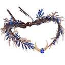 MOSTORY Woodland Flower Elf Crown - Forest Fairy Headpiece Moon Floral Headband Fairy Leaf Tiara for Renaissance Outfit Halloween Renfaire Costume Cosplay Blue