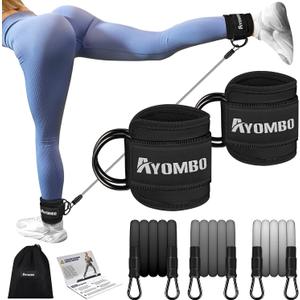 Ayombo Ankle Resistance Bands with Cuffs, Home Gym Workout Equipment, Lifting Glute Butt Exercise Equipment for Women, Ankle Weights Fitness Set, Leg Booty Equipment for Training Perfect Body Shape