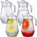 4 Pack Plastic Pitcher 34oz Clear Plastic Water Pitcher with Lid and Spout Handle Fridge Jug Beverage Container for Cold Tea Lemonade Sangria Juice Milk