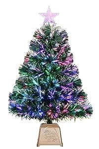 24inch Pink Fiber Optic Christmas Tree,Pre-Lit Artificial Mini Christmas Tree, Tabletop Small Xmas Tree with Stars Holiday Home Decorations