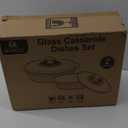 M MCIRCO 4-Piece Glass Casserole Baking Dish, Set of 2 Casseroles With Glass Lids, 1.9 Qt and 3 Qt