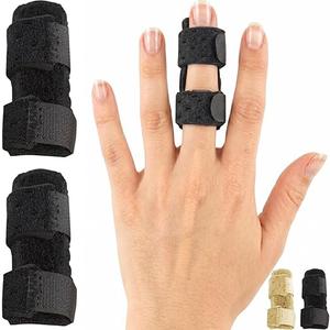 Vive Finger Splint (2 Pack) - Universal Finger Straightener - Broken and Trigger Finger Splints - Brace for Arthritis Pain and Support - Sprain Relief for Middle, Index, Ring, Pinky Fingers (Black)