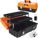 16.5-Inch Tool Box Organizer 3-Layer Multiplication Plastic Storage Toolbox with Portable Handle Perfect for Home Office Car Trunk Fishing