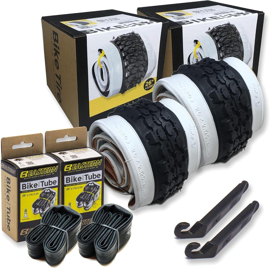 Classic White Wall Tires for Your Cruiser Wheels and Beach Cruiser Bike Accessories. 26 x 2.125 White Wall Bicycle Tires. with or Without Tubes. 1 or 2 Pack.