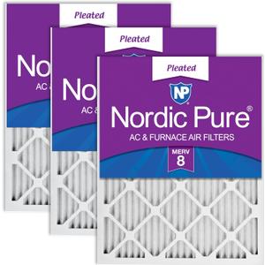 Nordic Pure 14x30x1 Pleated MERV 8 Air Filters 3 Pack