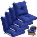 Marsui 4 Pack High Back Outdoor Chair Cushions Patio Furniture Tufted Pillow with Ties for Seat Pads Water Resistant Rocking Seat Cushions for Patio Dining Porch, 42 x 21 x 5 Inches (Navy Blue)