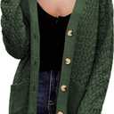 Zeagoo Womens 2024 Long Sleeve Chunky Cable Knit Fall Cardigans Sweaters Button Down Open Front Outerwear with Pockets Army Green XX-Large