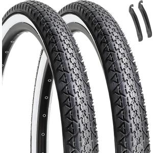Hycline 2-Pack Cruiser Bike Tires: 26x2.125 Inch Folding Replacement Bicycle Tires for Beach or Urban City Commuter Bike-White Walled
