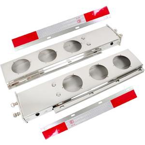 30in Length Stainless Steel Straight Spring Loaded Mud Flap Hanger Bracket Mudflap Holder Set 2.5in Bolt Spacing with Aluminum Reflective Tapes and Light Cutouts fit for Semi Trucks (Round Cutout)