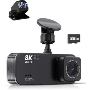 Dash Cam,Gazsocy 8K HD Camera for Car with Front and Rear Recording, Built-in Wi-Fi & GPS, Night Vision