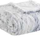 Beautyrest Zuri Reversible Faux Fur to Mink Electric Blanket, Auto Shut Off, Virtually Zero EMF, Multi Heat Setting, UL Certified, Machine Washable, Grey/Blue Throw 50x70